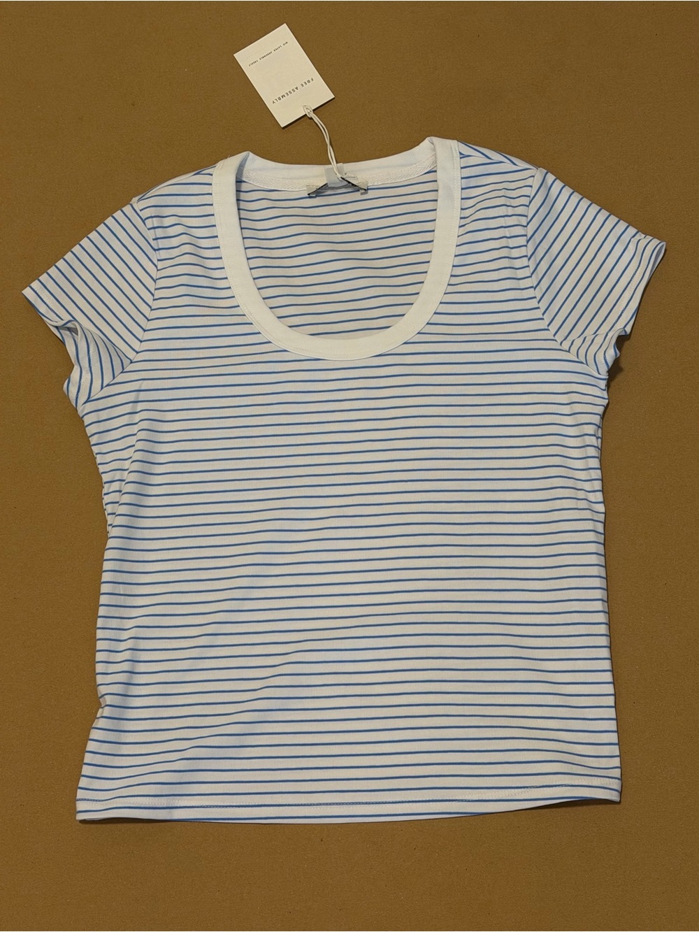 Free Assembly Blue Striped Scoop Neck Tee Size M (8-10) NWT